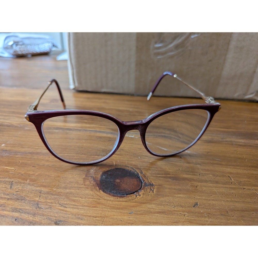 Escada Eyeglasses Frames Only Red Gold Cat Eye VESD39K OU78 52-18-140